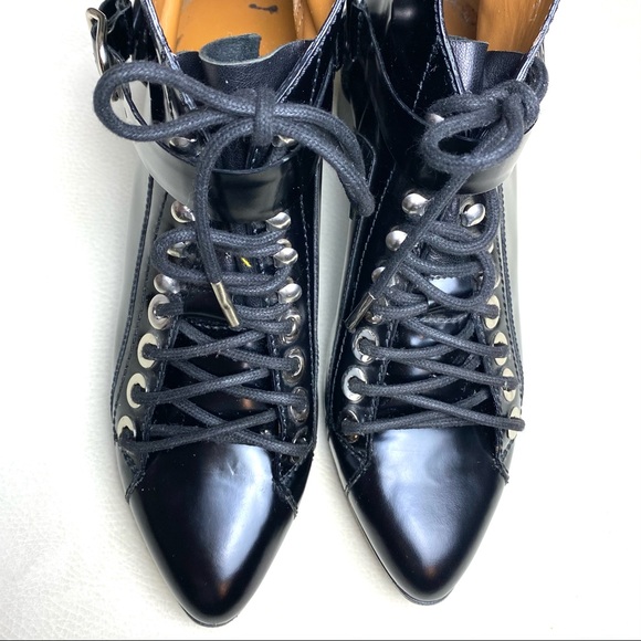 Balenciaga Lace-Up Patent Leather Ankle Boots - Picture 3 of 8